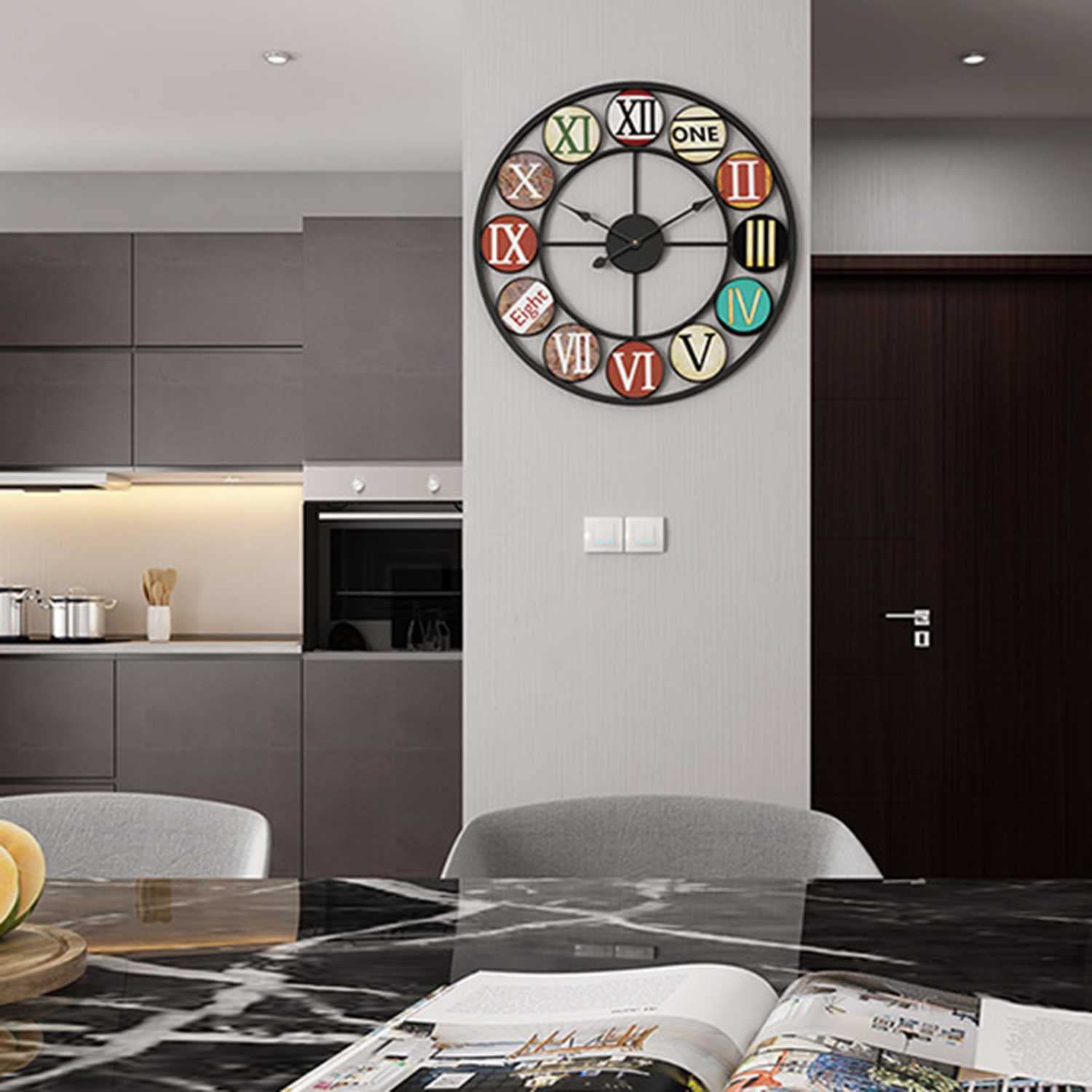 Amazon.co.jp: 15.7/19.6インチレトロ壁掛け時計、ヴィンテージ